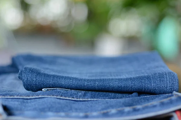 Blue Jeans Texture Natural Light Background — Stok Foto