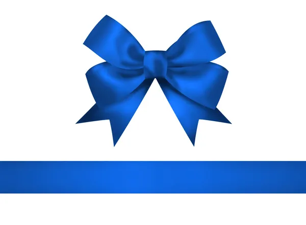 Blue bow and ribbon isolated on white background. Closeup llustr Stock Photo