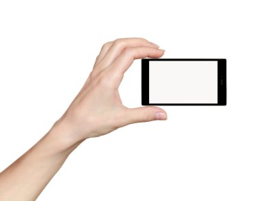 kadın el wh izole dokunmatik ekranlı telefon telefon tutarak