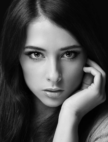 Cara de mulher sexy. Closeup retrato preto e branco Fotos De Bancos De Imagens Sem Royalties