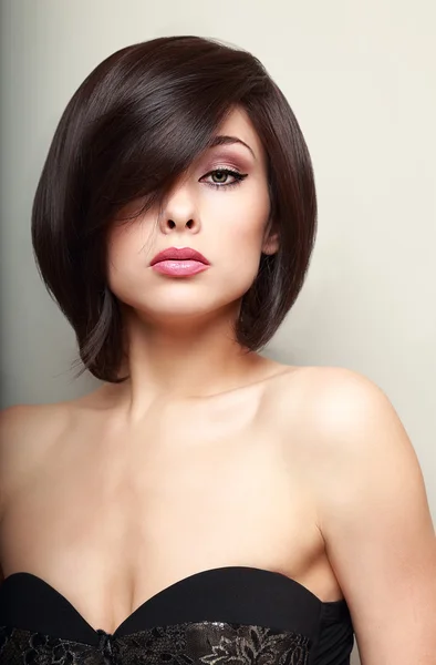 Sexy makeup woman with short black hair — Stock Photo, Image