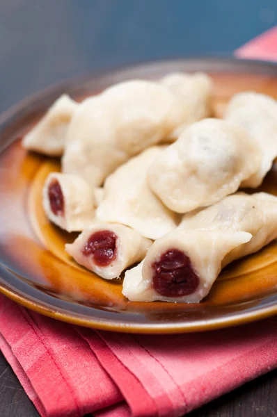 Dumplings with cherries — Stock Photo, Image