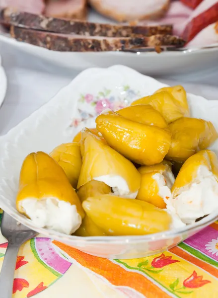 Peppers stuffed with cheese — Stock Photo, Image