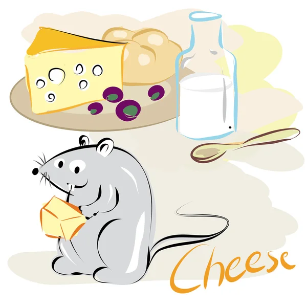 Mouse of cheese — Stock Vector