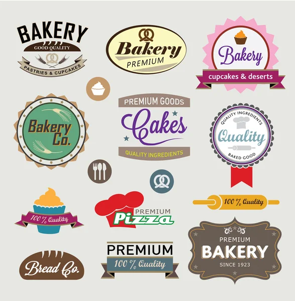 Panadería vintage signos — Vector de stock