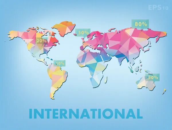 Peta dunia info internasional - Stok Vektor