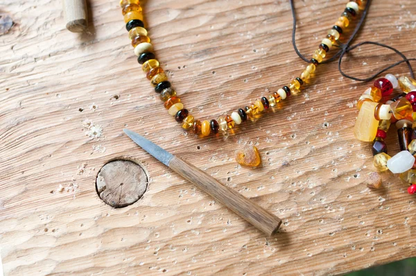 Ancient amber necklace — Stock Photo, Image