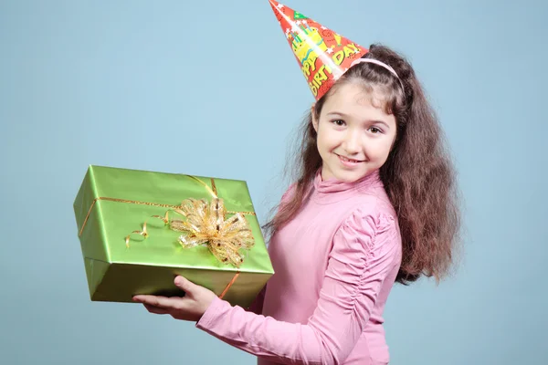 Beautiful girl with a gift. — Stock Photo, Image