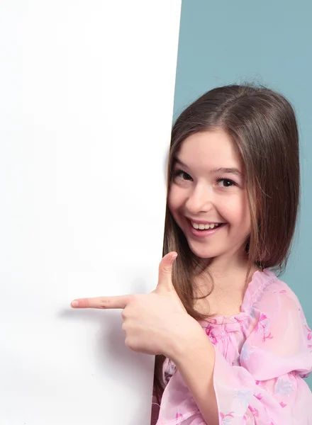 Girl with banners — Stock Photo, Image