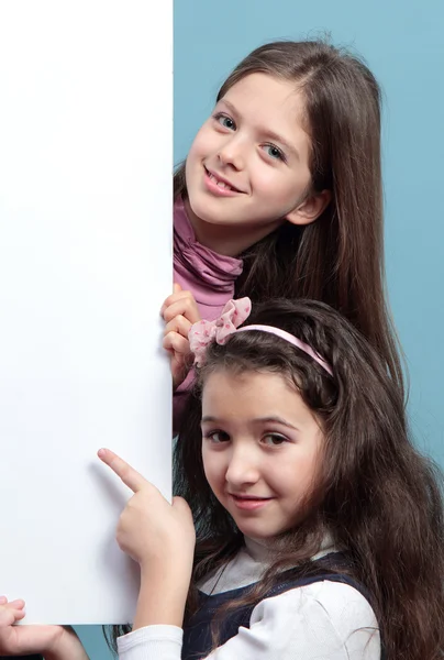 Two girls with banners. — Stock Photo, Image