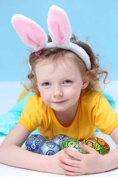 Girl with rabbit ears — Stock Photo, Image