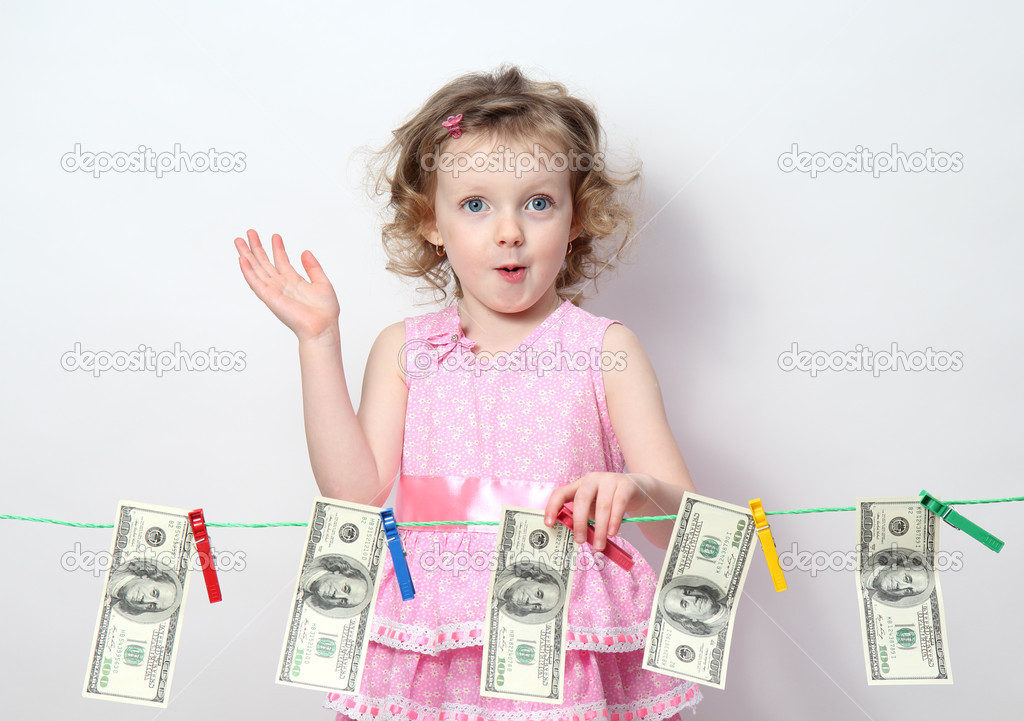 little girl with money