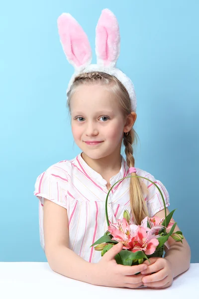 Girl with rabbit ears — Stock Photo, Image