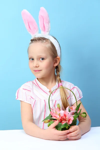 Girl with rabbit ears — Stock Photo, Image