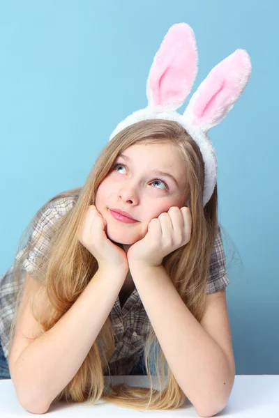 Girl with rabbit ears — Stock Photo, Image