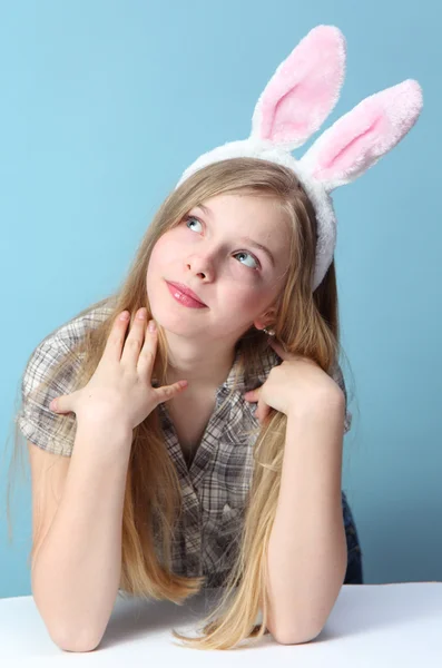 Girl with rabbit ears — Stock Photo, Image