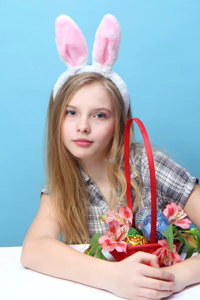 Girl with rabbit ears — Stock Photo, Image