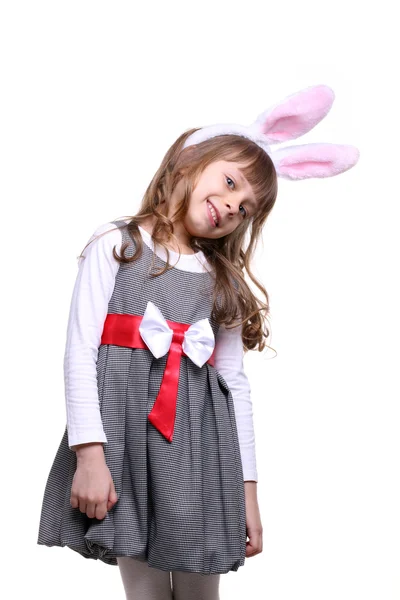 Funny girl with rabbit ears — Stock Photo, Image