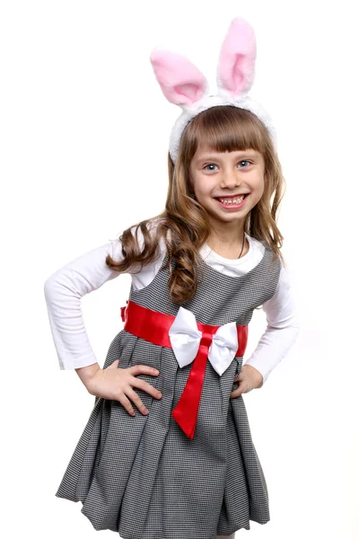 Funny girl with rabbit ears — Stock Photo, Image