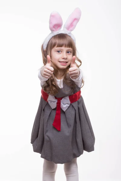 Funny girl with rabbit ears — Stock Photo, Image