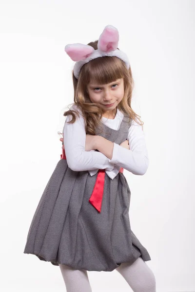 Funny girl with rabbit ears — Stock Photo, Image