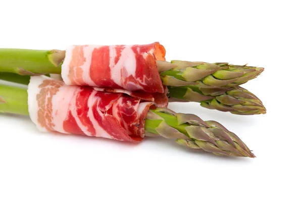 Asparagus and proschiuto meat — Stock Photo, Image
