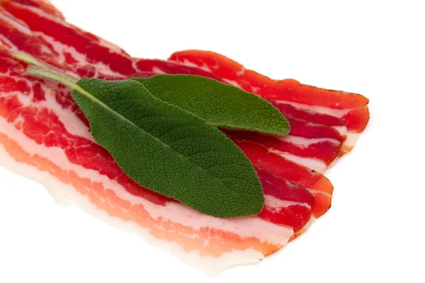 Bacon and sage leafs — Stock Photo, Image