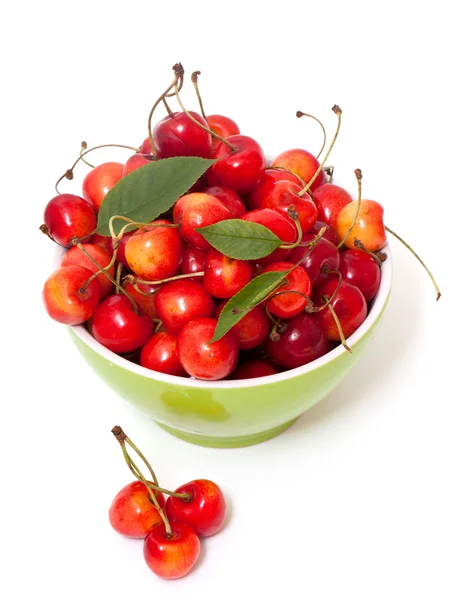 Yellow and red cherries in bowl — Stock Photo, Image