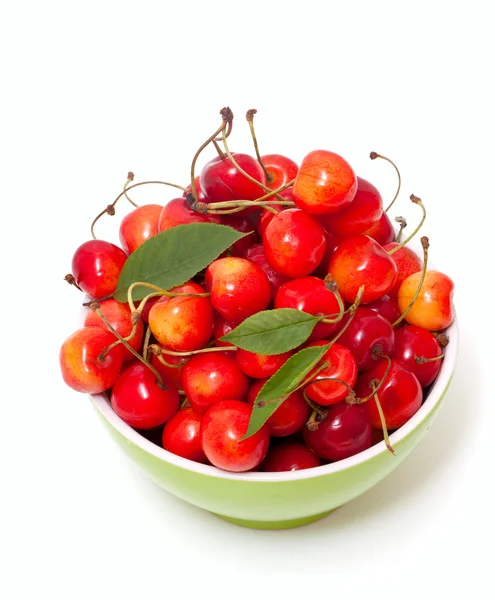Yellow and red cherries in bowl — Stock Photo, Image