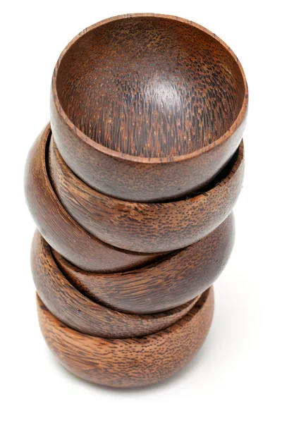 Wooden bowls stack — Stock Photo, Image