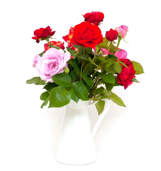 Different roses in vase — Stock Photo, Image