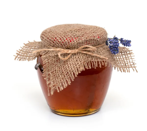 ラベンダーの蜂蜜の瓶 — ストック写真