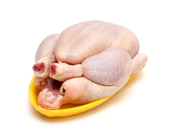 上一个塑料板原料鸡 — 图库照片