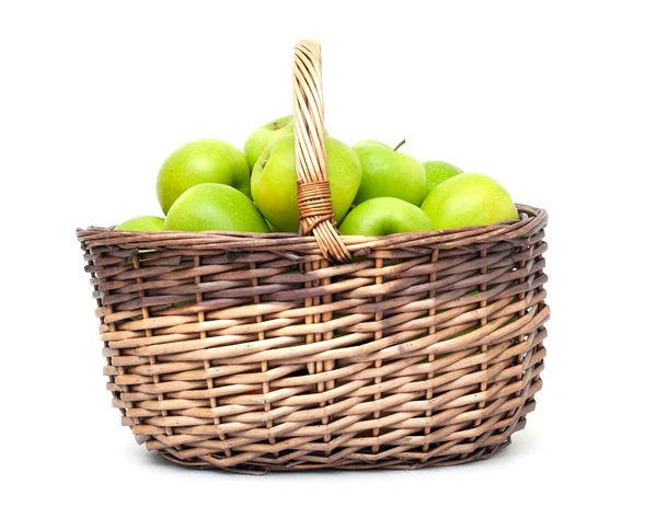 Basket with green apples — Stock Photo, Image