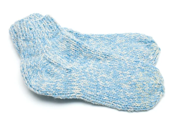 白で隔離される暖かいのウールの靴下のペア — ストック写真