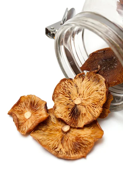 Dried mushroom in jar — Stock Photo, Image