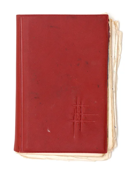 Antiguo cuaderno rojo sucio — Foto de Stock