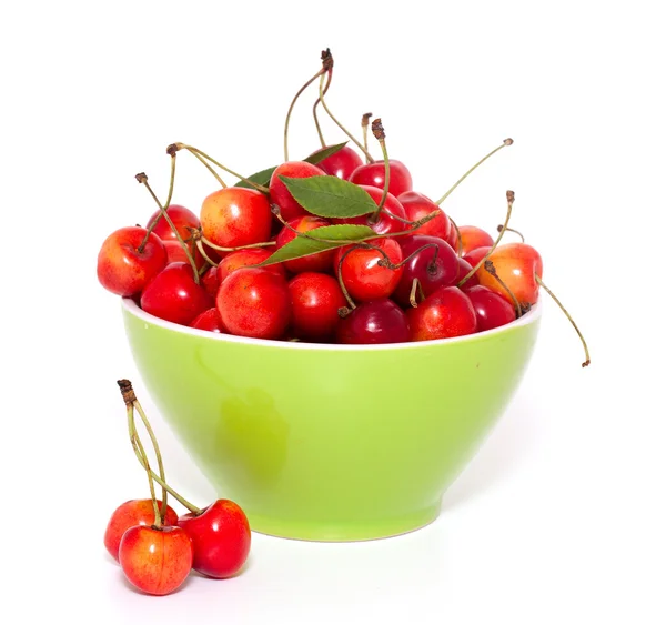 Yellow and red cherries in bowl — Stock Photo, Image