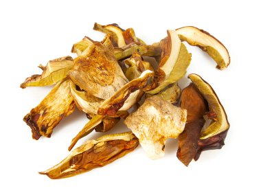 beyaz arka plan üzerinde izole kurutulmuş boletus edulis
