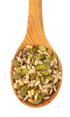  tohum karışımı beyaz arkaplanda izole edildi, üst görünüm