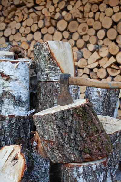 Logs Birch Firewood — Stock Photo, Image