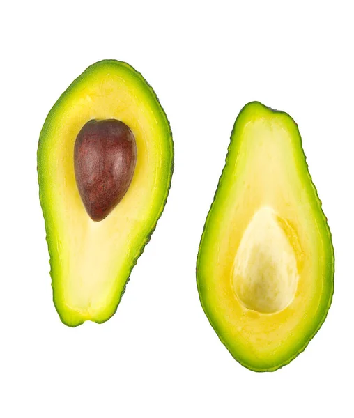 Avocado Metà Frutta Isolata Sfondo Bianco — Foto Stock