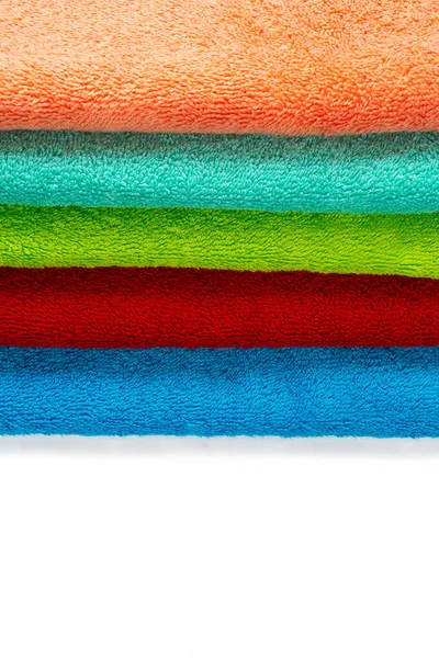 Toallas Colores Aislados Sobre Fondo Blanco Cerca —  Fotos de Stock
