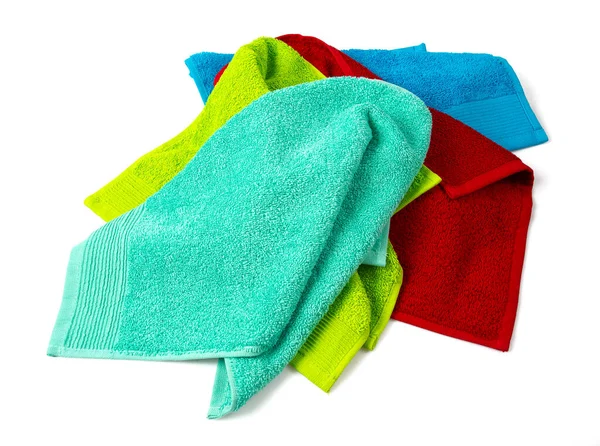 Colorful Towels Isolated White Background Close — Stock Photo, Image