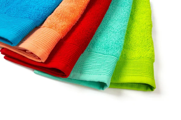 Colorful Towels Isolated White Background Close — Stock Photo, Image