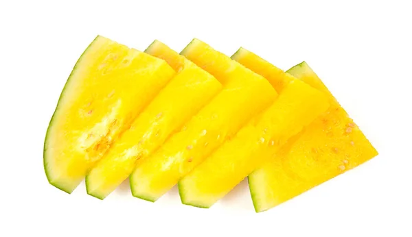 Gul Vatten Melon Isolerad Vit Bakgrund — Stockfoto