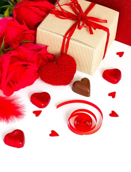 Decoraciones Del Día San Valentín Aisladas Sobre Fondo Blanco — Foto de Stock