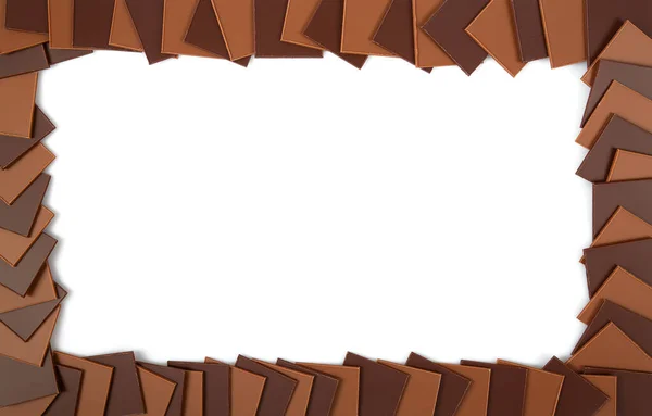 Fatias Finas Chocolate Isolado Backrgound Branco — Fotografia de Stock
