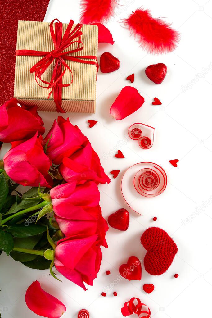 St. Valentine's day decorations isolated on white background