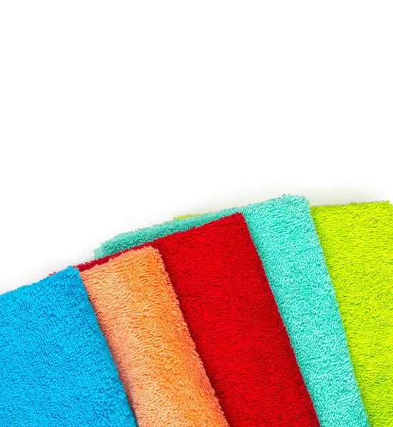 Colorful Towels Isolated White Background Close — Stock Photo, Image